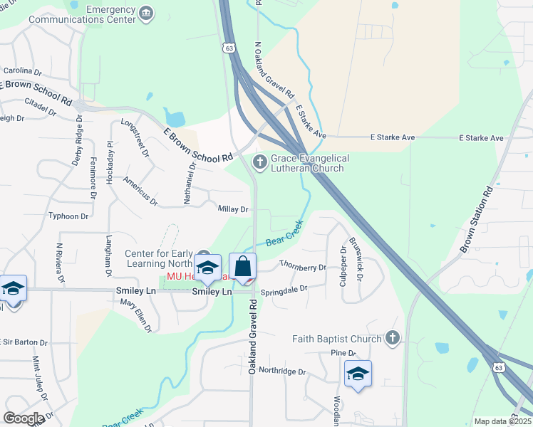 map of restaurants, bars, coffee shops, grocery stores, and more near 2503 East Morris Drive in Columbia