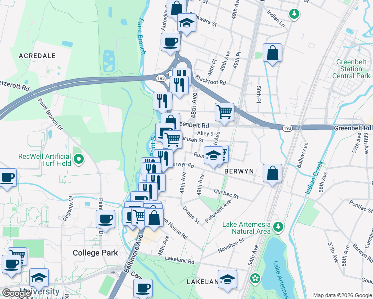 map of restaurants, bars, coffee shops, grocery stores, and more near 101 Independence Avenue Southeast in Washington