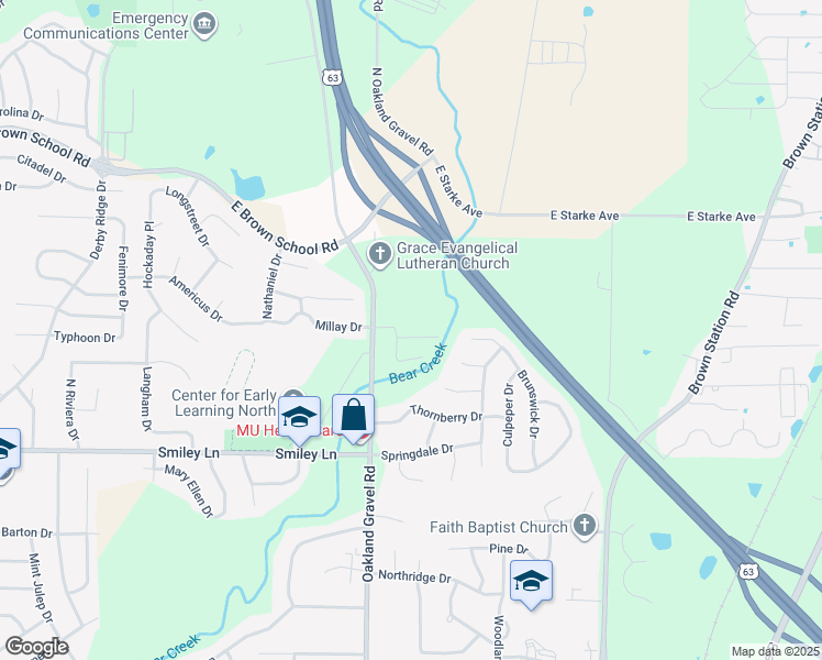 map of restaurants, bars, coffee shops, grocery stores, and more near 2503 East Morris Drive in Columbia