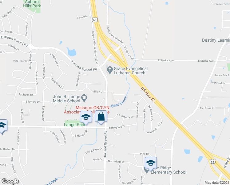 map of restaurants, bars, coffee shops, grocery stores, and more near 2503 East Morris Drive in Columbia