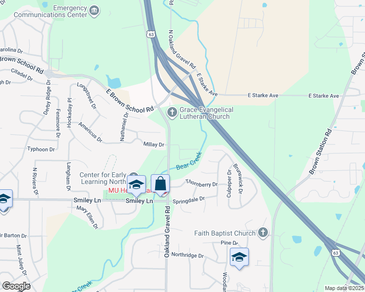 map of restaurants, bars, coffee shops, grocery stores, and more near 2503 East Morris Drive in Columbia
