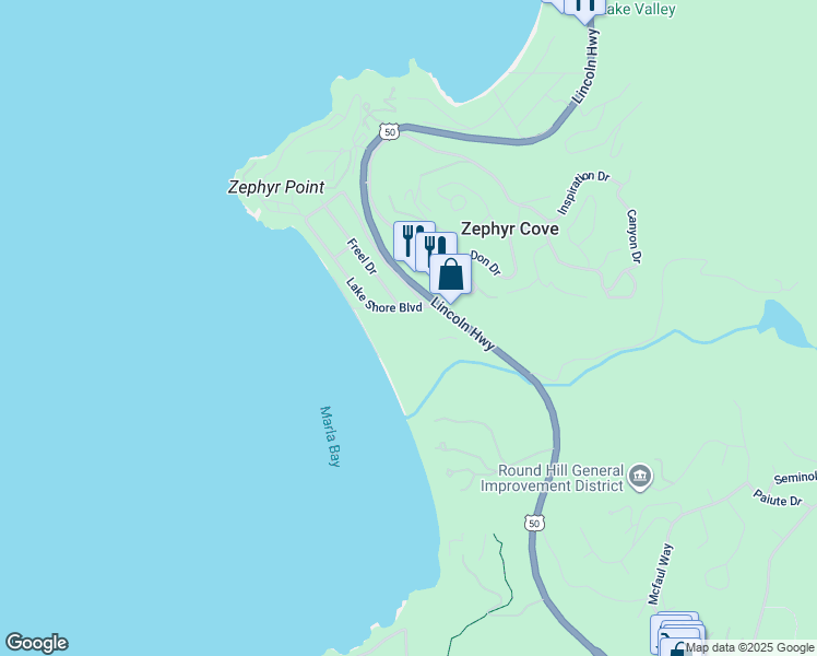 map of restaurants, bars, coffee shops, grocery stores, and more near 391 U.S. 50 in Zephyr Cove