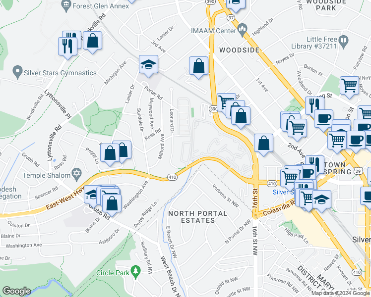 map of restaurants, bars, coffee shops, grocery stores, and more near 101 Independence Avenue Southeast in Washington