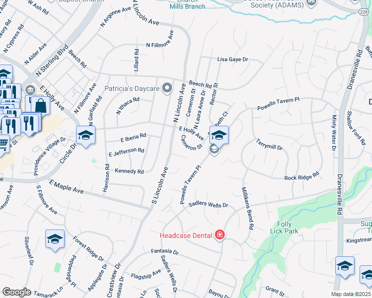 map of restaurants, bars, coffee shops, grocery stores, and more near 111 South Cameron Street in Sterling
