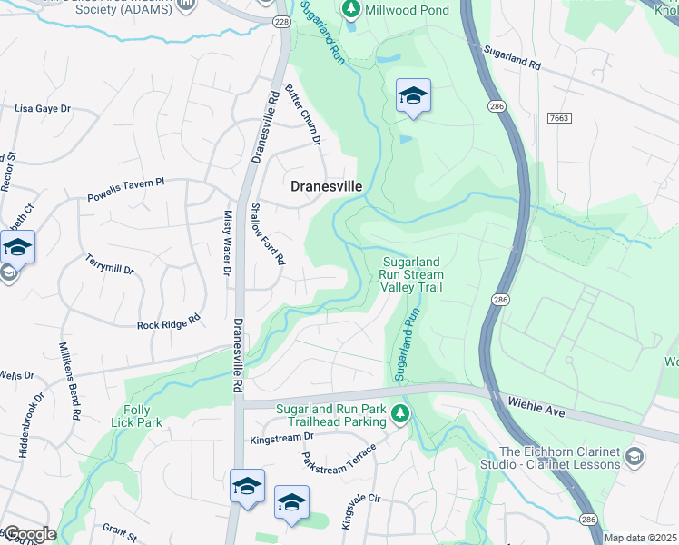 map of restaurants, bars, coffee shops, grocery stores, and more near 12302 Valley High Road in Herndon