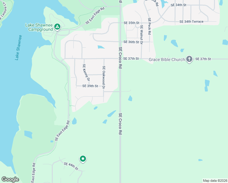 map of restaurants, bars, coffee shops, grocery stores, and more near 3560 Southeast 39th Street in Topeka
