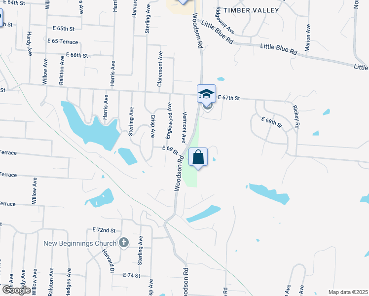 map of restaurants, bars, coffee shops, grocery stores, and more near 6832 Vermont Ave in Kansas City