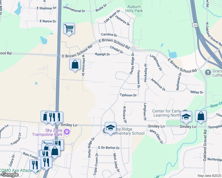 map of restaurants, bars, coffee shops, grocery stores, and more near 1508-1510 Native Dancer Drive in Columbia