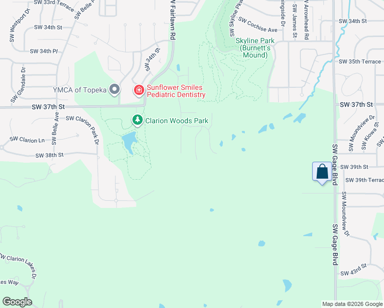 map of restaurants, bars, coffee shops, grocery stores, and more near 3739 Southwest Cobblestone Place in Topeka