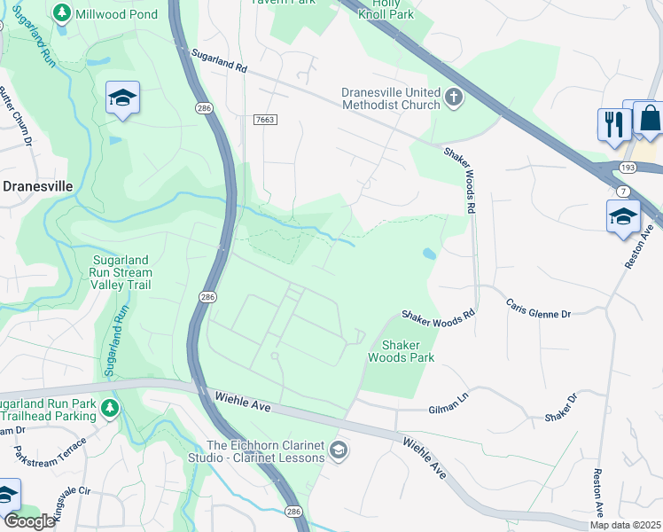 map of restaurants, bars, coffee shops, grocery stores, and more near 11906 Crayton Court in Herndon