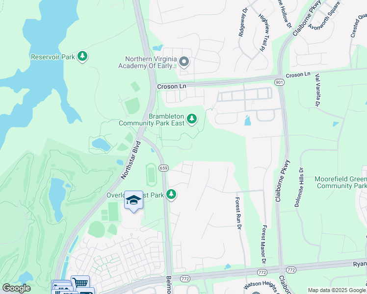 map of restaurants, bars, coffee shops, grocery stores, and more near 42640 Beckett Terrace in Ashburn
