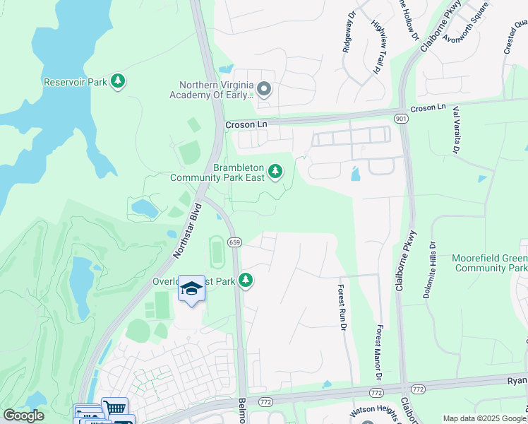 map of restaurants, bars, coffee shops, grocery stores, and more near 42640 Beckett Terrace in Ashburn