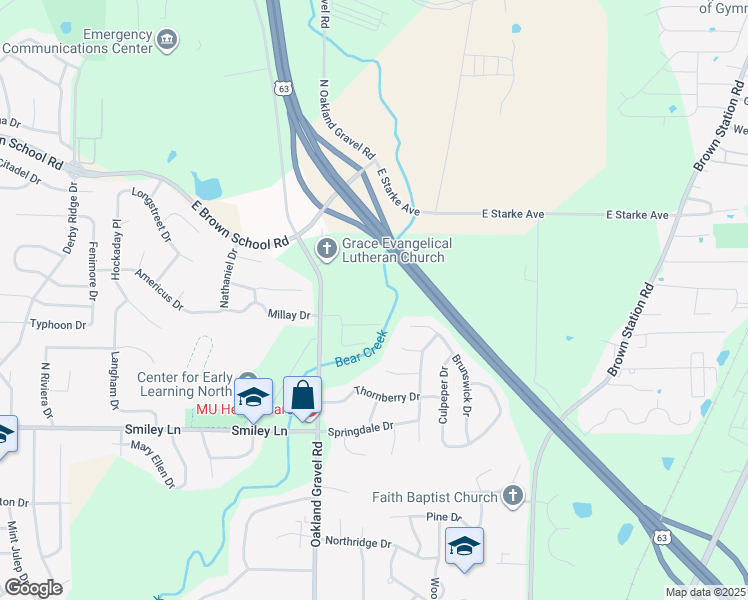 map of restaurants, bars, coffee shops, grocery stores, and more near 4512 North Oakland Gravel Road in Columbia