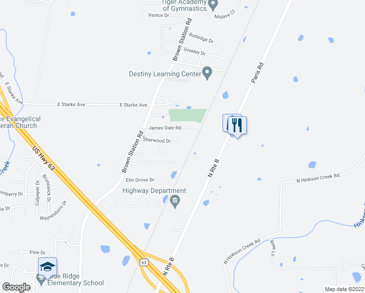 map of restaurants, bars, coffee shops, grocery stores, and more near 3501 Sherwood Drive in Columbia