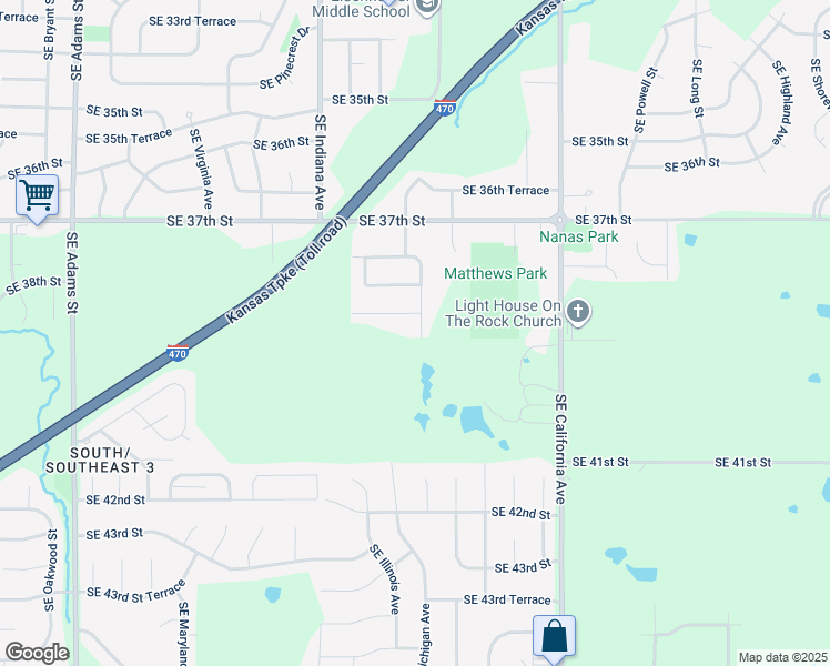 map of restaurants, bars, coffee shops, grocery stores, and more near 3835 Southeast Illinois Avenue in Topeka