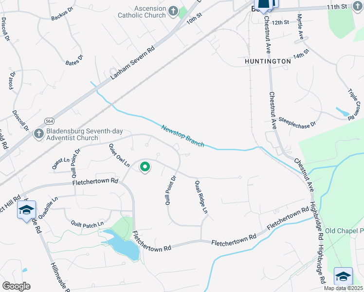 map of restaurants, bars, coffee shops, grocery stores, and more near 8244 Quill Point Drive in Bowie