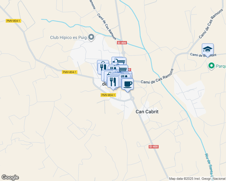 map of restaurants, bars, coffee shops, grocery stores, and more near in Santa Gertrudis de Fruitera