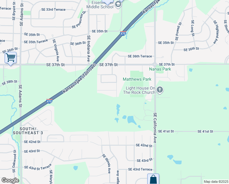 map of restaurants, bars, coffee shops, grocery stores, and more near 3835 Southeast Illinois Avenue in Topeka