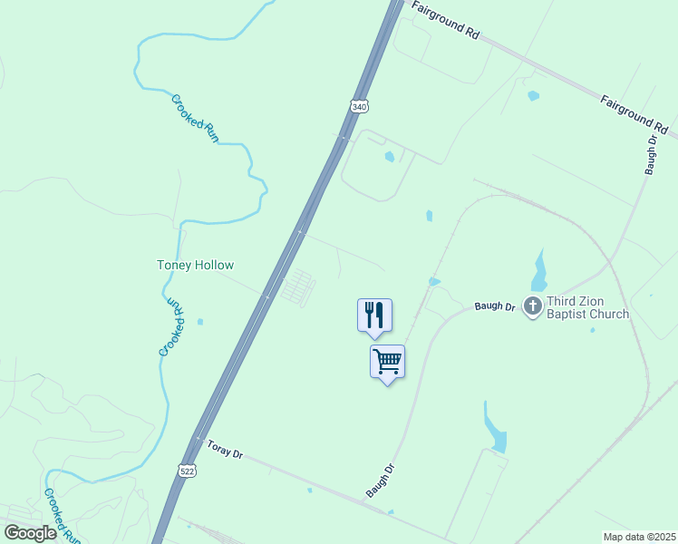 map of restaurants, bars, coffee shops, grocery stores, and more near 116 Success Road in Front Royal