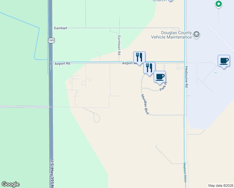 map of restaurants, bars, coffee shops, grocery stores, and more near 961 Airport Road in Minden