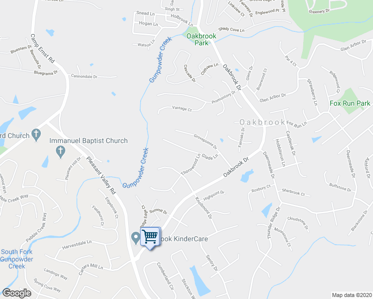 map of restaurants, bars, coffee shops, grocery stores, and more near 7076 Glade Lane in Florence