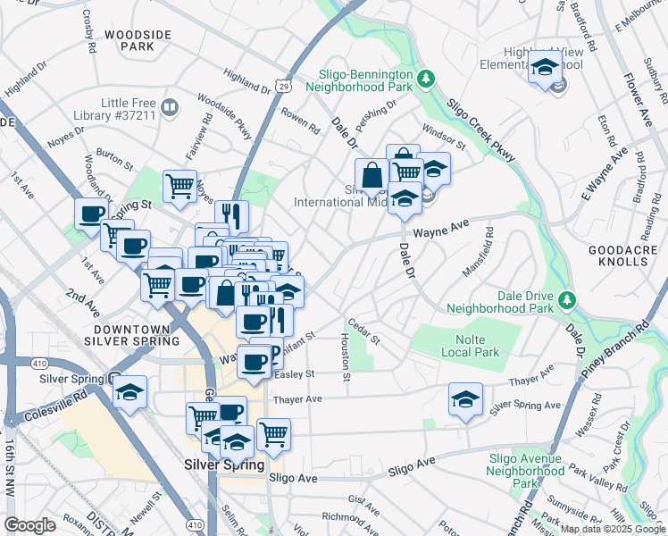 map of restaurants, bars, coffee shops, grocery stores, and more near 101 Independence Avenue Southeast in Washington
