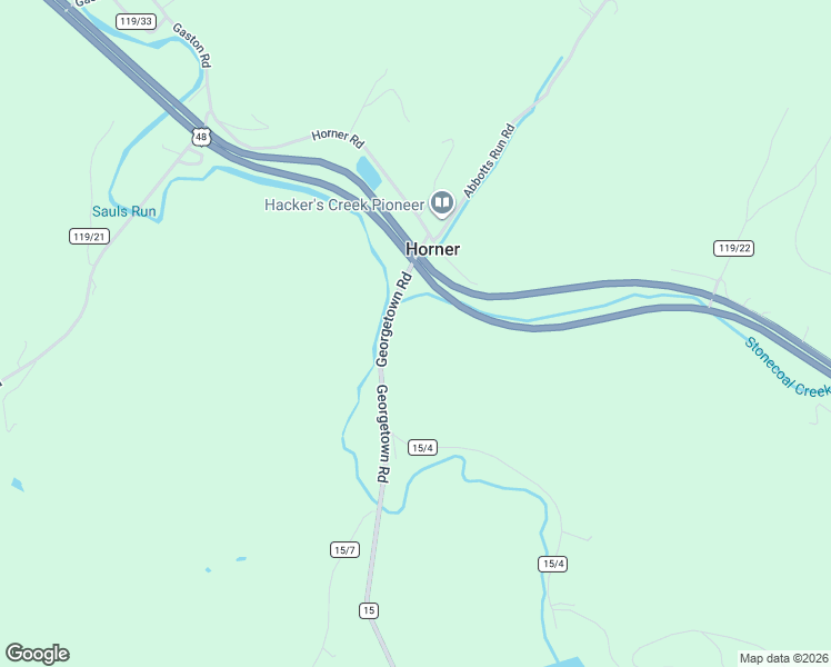 map of restaurants, bars, coffee shops, grocery stores, and more near 63 Georgetown Road in Horner