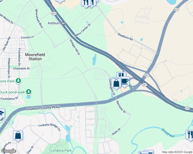 map of restaurants, bars, coffee shops, grocery stores, and more near 43795 Kingston Station Terrace in Ashburn