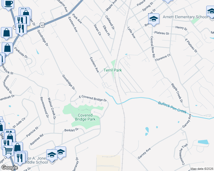 map of restaurants, bars, coffee shops, grocery stores, and more near 320 Eastern Avenue in Elsmere