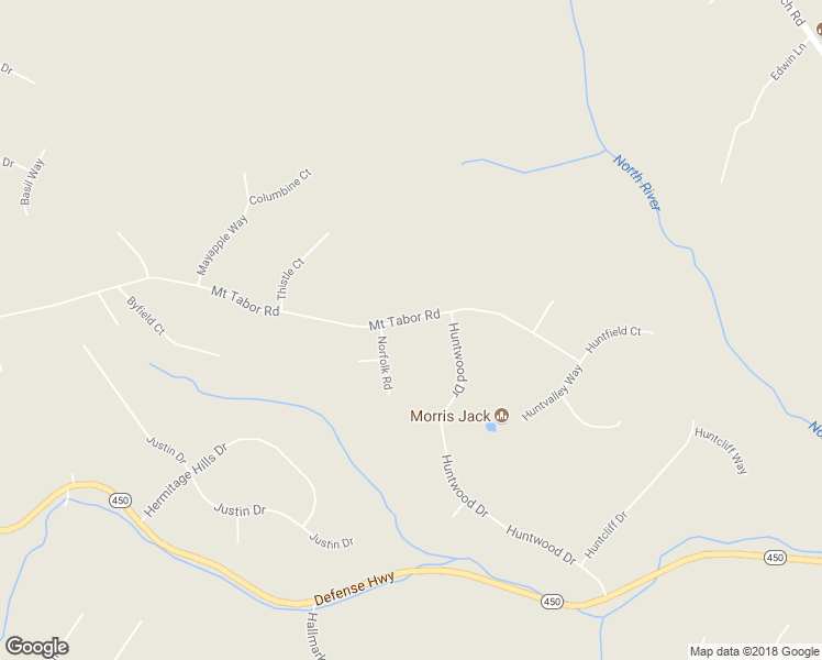 map of restaurants, bars, coffee shops, grocery stores, and more near 2261 Mount Tabor Road in Gambrills