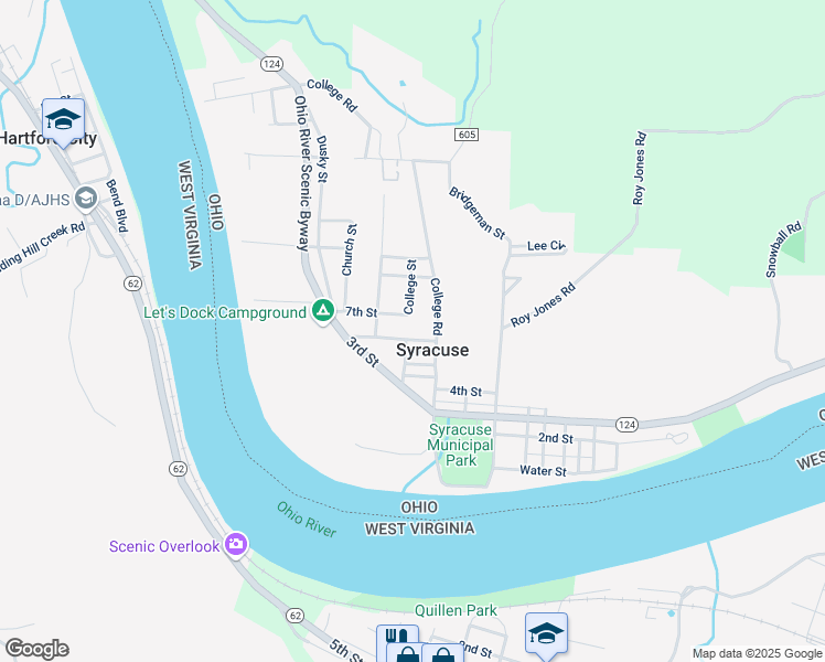 map of restaurants, bars, coffee shops, grocery stores, and more near 2285 7th Street in Syracuse