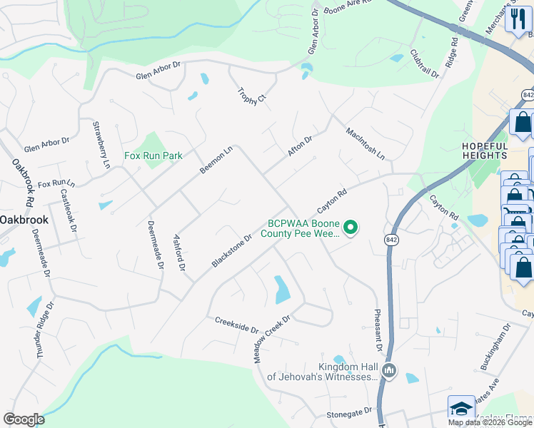 map of restaurants, bars, coffee shops, grocery stores, and more near 1243 Beemon Lane in Florence