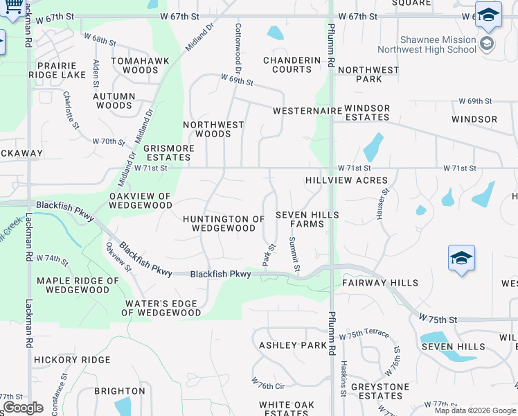 map of restaurants, bars, coffee shops, grocery stores, and more near 13900 71st Place in Shawnee