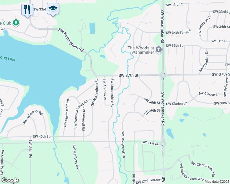 map of restaurants, bars, coffee shops, grocery stores, and more near 3746 Southwest Woodglen Street in Topeka