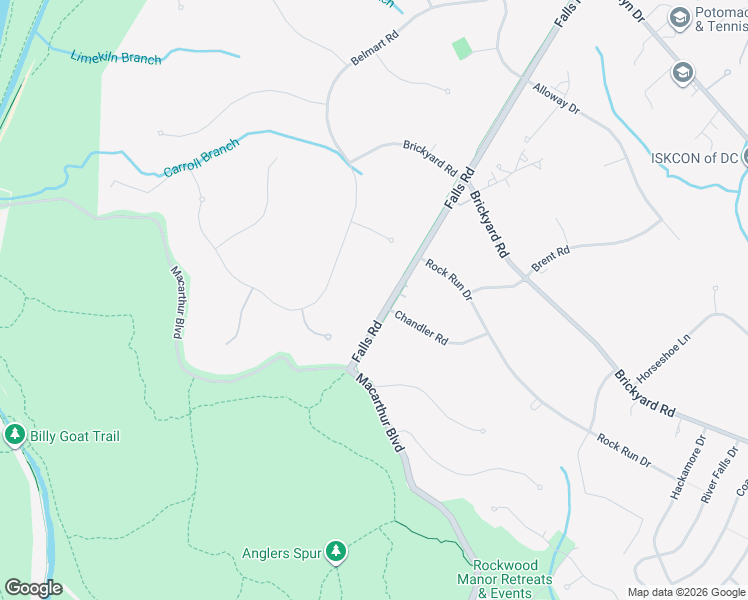 map of restaurants, bars, coffee shops, grocery stores, and more near 8700 Falls Road in Potomac