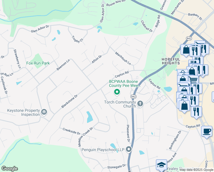 map of restaurants, bars, coffee shops, grocery stores, and more near 1149 Cayton Road in Florence