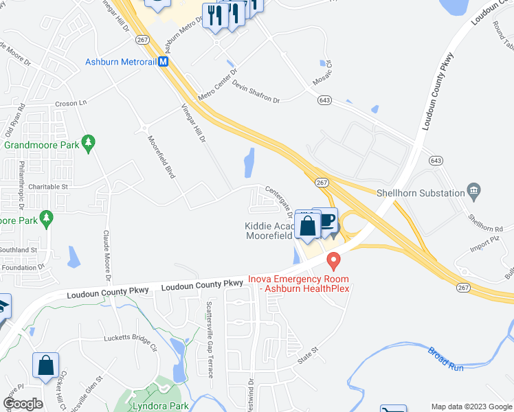 map of restaurants, bars, coffee shops, grocery stores, and more near Kingston Station Terrace in Ashburn