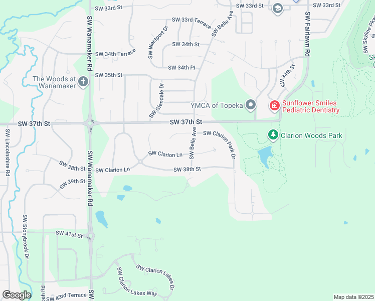 map of restaurants, bars, coffee shops, grocery stores, and more near 5700 Southwest Clarion Lane in Topeka