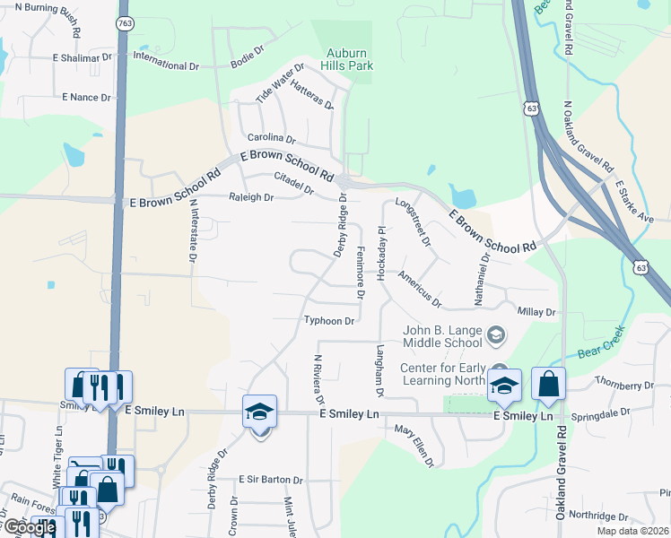 map of restaurants, bars, coffee shops, grocery stores, and more near 4606 Derby Ridge Drive in Columbia