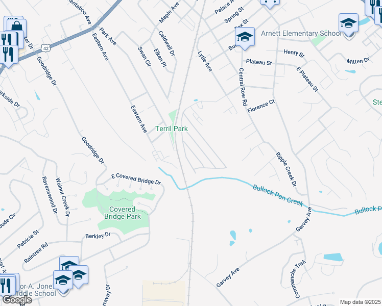 map of restaurants, bars, coffee shops, grocery stores, and more near 54 Eagle Drive in Elsmere