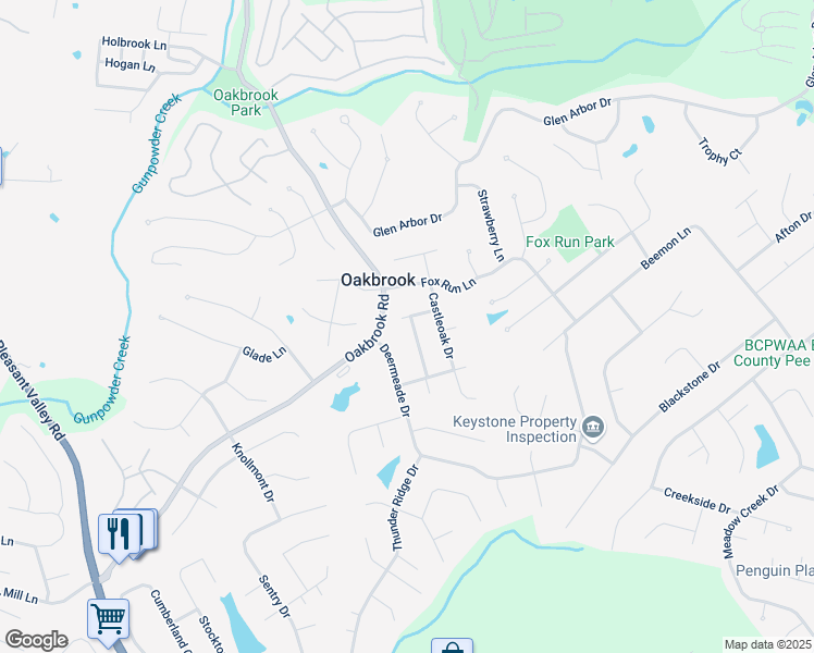 map of restaurants, bars, coffee shops, grocery stores, and more near 1785 Oakrose Court in Florence