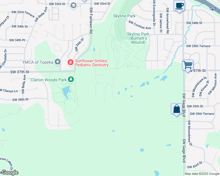 map of restaurants, bars, coffee shops, grocery stores, and more near 3728 Southwest Summerfield Drive in Topeka