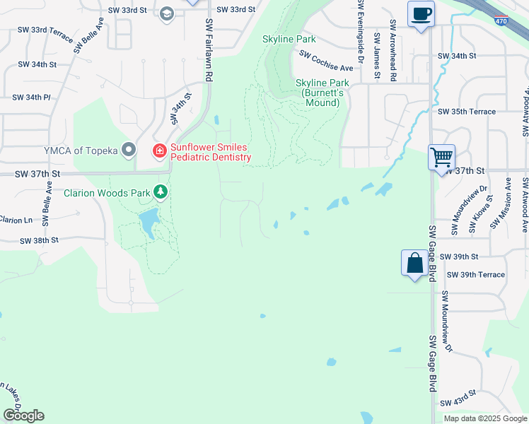 map of restaurants, bars, coffee shops, grocery stores, and more near 3728 Southwest Summerfield Drive in Topeka
