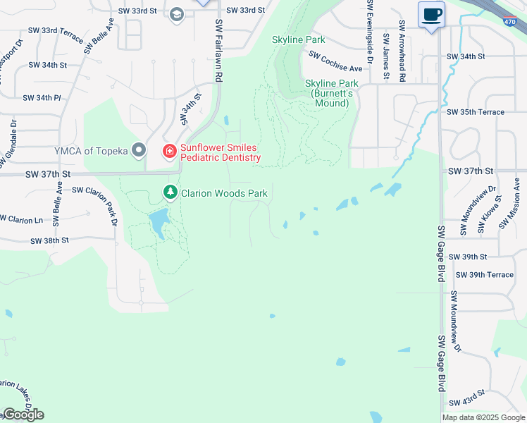 map of restaurants, bars, coffee shops, grocery stores, and more near 3728 Southwest Summerfield Drive in Topeka