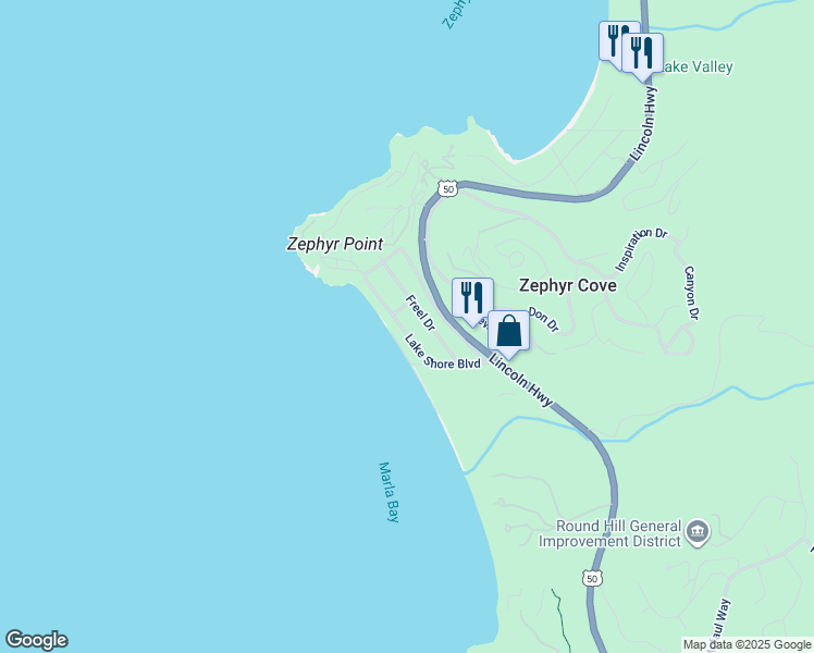 map of restaurants, bars, coffee shops, grocery stores, and more near 625 Lake Shore Boulevard in Glenbrook