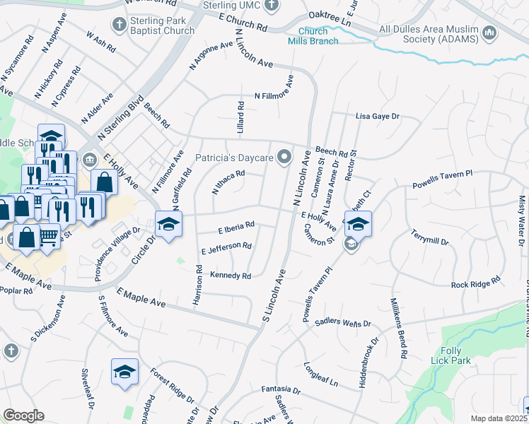 map of restaurants, bars, coffee shops, grocery stores, and more near 1402 East Holly Avenue in Sterling