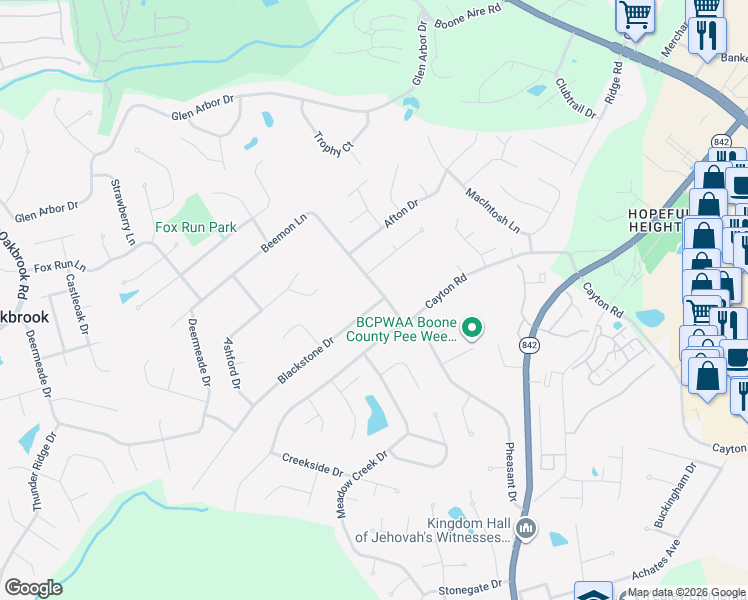 map of restaurants, bars, coffee shops, grocery stores, and more near 1243 Beemon Lane in Florence