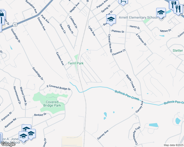 map of restaurants, bars, coffee shops, grocery stores, and more near 128 Dove Street in Elsmere