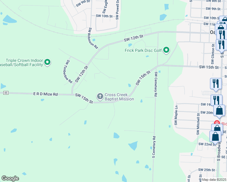 map of restaurants, bars, coffee shops, grocery stores, and more near in Oak Grove