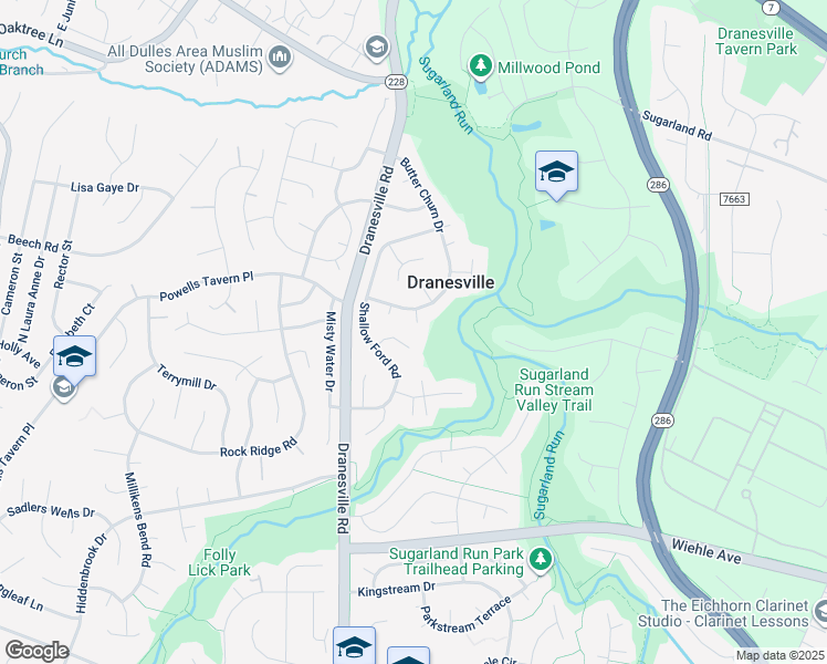 map of restaurants, bars, coffee shops, grocery stores, and more near 1404 Bakers Creek Court in Herndon